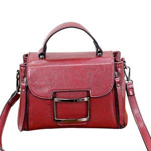 NWOT PU Leather & Polyester Crossbody/Handbag soft surface - burgundy color